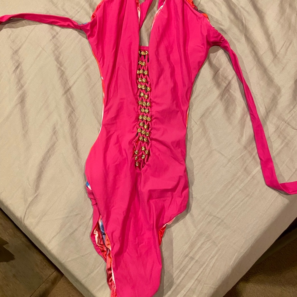 BeachBunny one piece swimsuit (reversible).